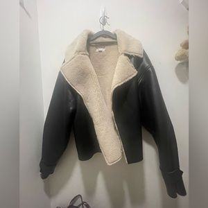 Faux leather shearling jacket, size 2XL